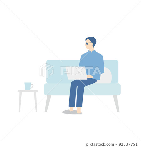 Business woman working on a computer on the sofa 92337751