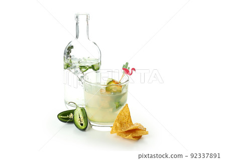 Jalapeno cocktail drink isolated on white background Jalapeno cocktail drink isolated on white background 92337891
