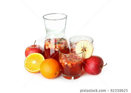 Concept of alcohol drink with Sangria isolated on white background Concept of alcohol drink with Sangria isolated on white background 92338625