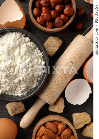 Ingredients for pie or cake cooking, top view Ingredients for pie or cake cooking, top view 92338655
