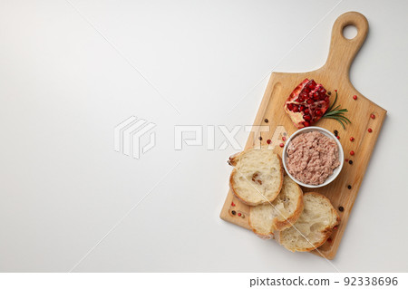 Concept of tasty food with pate, top view Concept of tasty food with pate, top view 92338696