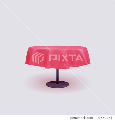3d round table with red tablecloth, illustration on white background. Vector illustration. 3d round table with red tablecloth, illustration on white background. Vector illustration. 92339761