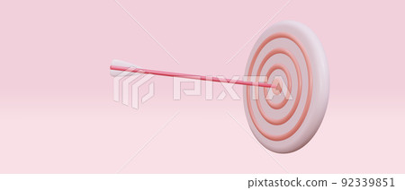 3D illustration. The arrow hit the center of the target. Rush business achievement concept. Vector illustration. 92339851