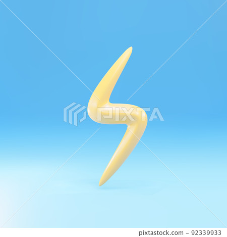 Yellow thunder and bolt lighting flash. Vector illustration. 92339933