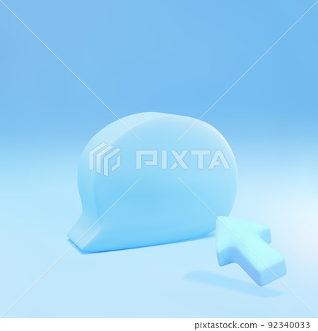 3d Blue Speech bubble message and Realistic arrow, cursor. Vector illustration. 3d Blue Speech bubble message and Realistic arrow, cursor. Vector illustration. 92340033