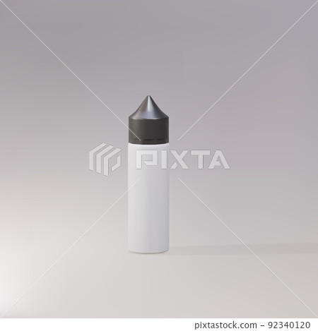 Vape liquid plastic bottle packaging 3d realistic mockup on a grey background. Vector illustration. 92340120