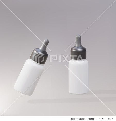 3d realistic liquid plastic bottle packaging for vaping. Vector illustration. 92340307