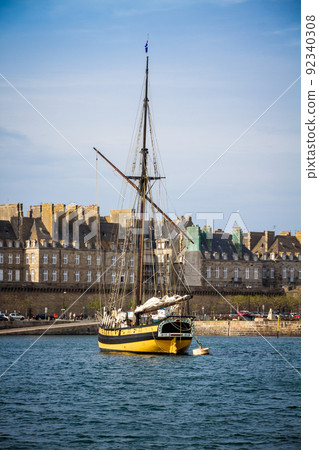 Old corsair ship in the port of Saint-Malo, Brittany, France Old corsair ship in the port of Saint-Malo, Brittany, France 92340308