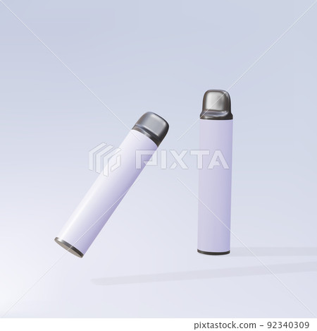3d set Disposable electronic cigarette. The concept of modern smoking, vaping and nicotine. Vector illustration. 92340309