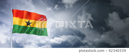 Ghanaian Flag on a cloudy sky 92340339