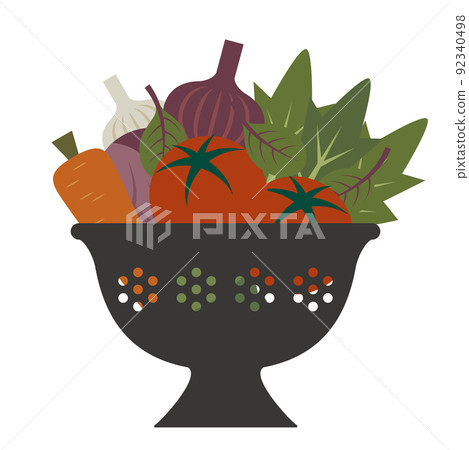 蔬菜和黑色瀝水籃 蔬菜和黑色瀝水籃 92340498