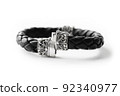 Men's black leather bracelet 92340977
