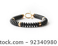 Men's black stone and gold bracelet 92340980