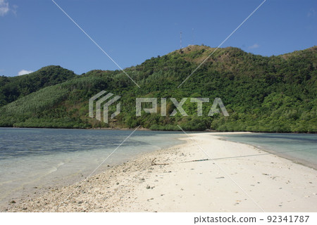 菲律賓巴拉望島維甘島上的蛇島連接主島和小島的長沙洲 92341787