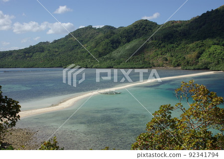Snake Island on Vigan Island, Palawan, Philippines A long sandbar connecting the main island and a small island Snake Island on Vigan Island, Palawan, Philippines A long sandbar connecting the main island and a small island 92341794