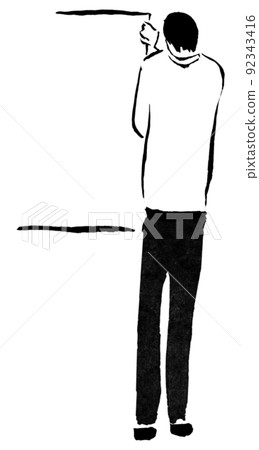 高個子商人粘貼紙(墨水手繪人物插圖) 高個子商人粘貼紙(墨水手繪人物插圖) 92343416