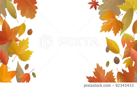 Autumn background illustration frame of fallen leaves 92343433
