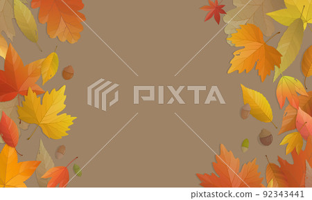 Autumn background illustration frame of fallen leaves 92343441