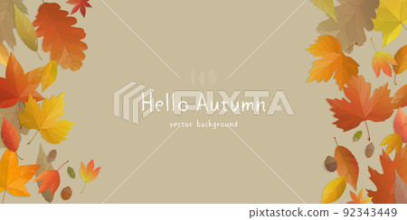 Autumn background illustration frame of fallen leaves 92343449