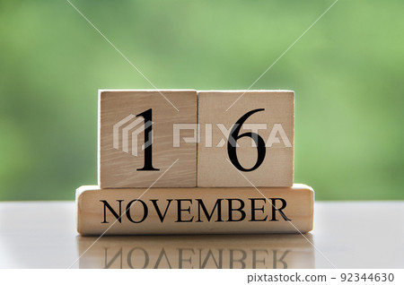 November 16 calendar date text on wooden blocks with copy space for ideas or text. November 16 calendar date text on wooden blocks with copy space for ideas or text. 92344630