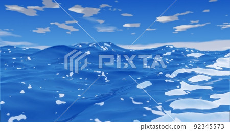 ocean waves with clear sky and sun rays on blue water 92345573