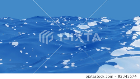 ocean waves with clear sky and sun rays on blue water 92345574