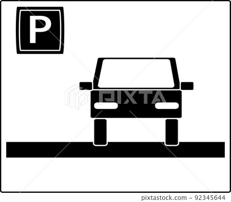 Front-facing car and parking silhouette 92345644
