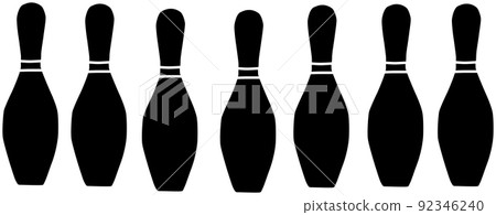 Bowling pins lined up side by side 92346240