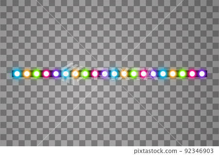 Colorful Shining led vector stripes, neon illumination on transparent background 92346903