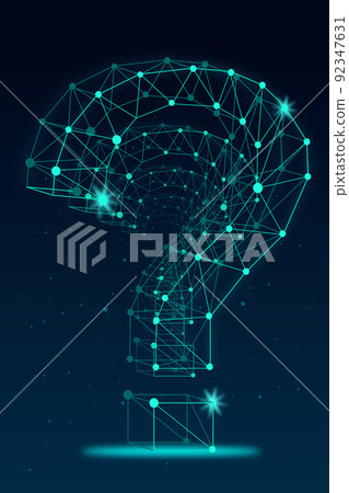 點線面連接構成問號、互網技術背景、概念創意箭頭量背景圖解 92347631