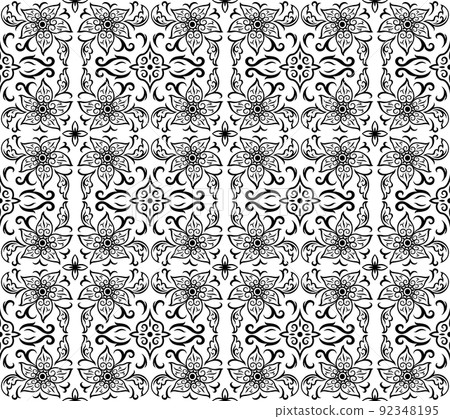 Asian pattern 08 (black) - Stock Illustration [92348195] - PIXTA