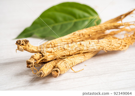 Ginseng, dried vegetable herb. Healthy food famous export food in Korea country. 92349064