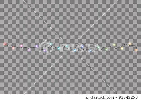 Garlands, Christmas decorations lights effects. Isolated vector design elements. Glowing lights for Xmas Holiday greeting card design. Colored led light and luminous neon Garlands, Christmas decorations lights effects. Isolated vector design elements. Glowing lights for Xmas Holiday greeting card design. Colored led light and luminous neon 92349258