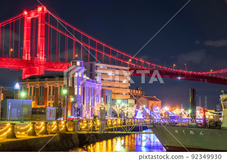 《Fukuoka Prefecture》 Night view of Wakato Bridge, Kitakyushu City 92349930