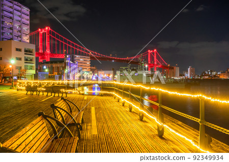 《Fukuoka Prefecture》 Night view of Wakato Bridge, Kitakyushu City 92349934