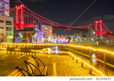 《Fukuoka Prefecture》 Night view of Wakato Bridge, Kitakyushu City 《Fukuoka Prefecture》 Night view of Wakato Bridge, Kitakyushu City 92349935