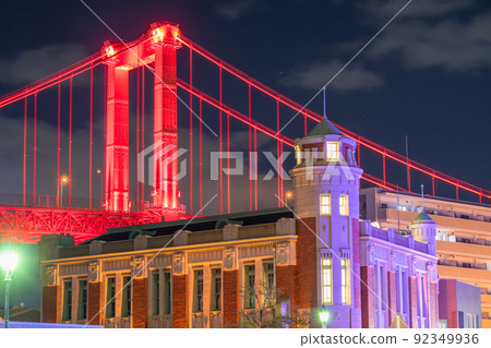 《Fukuoka Prefecture》 Night view of Wakato Bridge, Kitakyushu City 《Fukuoka Prefecture》 Night view of Wakato Bridge, Kitakyushu City 92349936