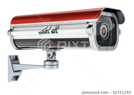 Surveillance camera with Iraqi flag. 3D rendering - Stock Illustration ...