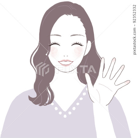 可愛的長發女人,帶著微笑揮舞著姿勢 ver 可愛的長發女人,帶著微笑揮舞著姿勢 ver 92352332