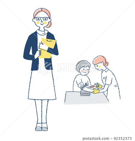 Scene of injecting a nurse and a patient 92352373