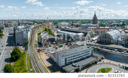 Demolition of the Titanic building in the center of Riga 92353765