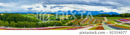 Hokkaido early summer Biei Shikisai no Oka panoramic photo 92354077