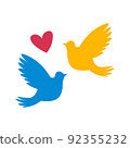 Love shape ukranian flag Dove illustration 92355232