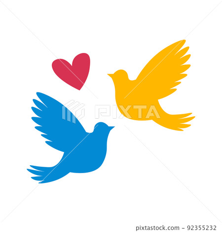 Love shape ukranian flag Dove illustration Love shape ukranian flag Dove illustration 92355232