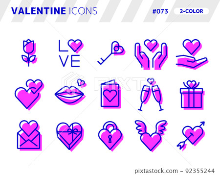 Two-color style icon set related to Valentine_073 92355244