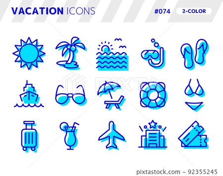 Two-color style icon set related to summer vacation_074 Two-color style icon set related to summer vacation_074 92355245