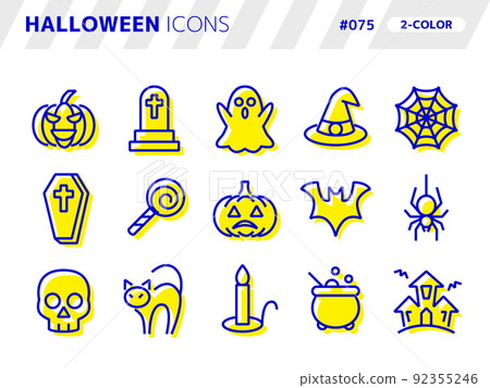 Two-color style icon set related to Halloween_075 Two-color style icon set related to Halloween_075 92355246