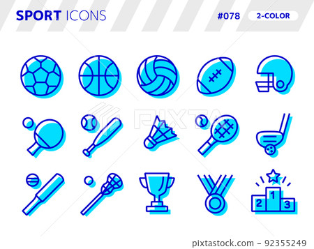 Two-color style icon set related to sports_078 92355249