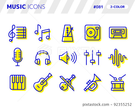 Two-color style icon set related to music_081 Two-color style icon set related to music_081 92355252