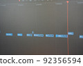 Video editing in a special program. Production on television. Computer screen, cinema, multimedia. Control panel 92356594